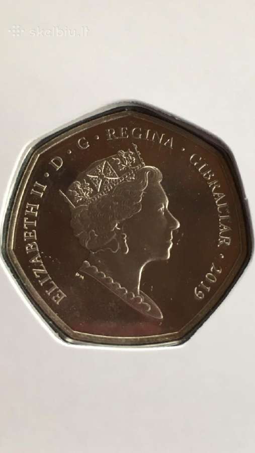 Moneta Gibraltar 2019m. 50 pensu, cu-ni - nuotraukos Nr. 2