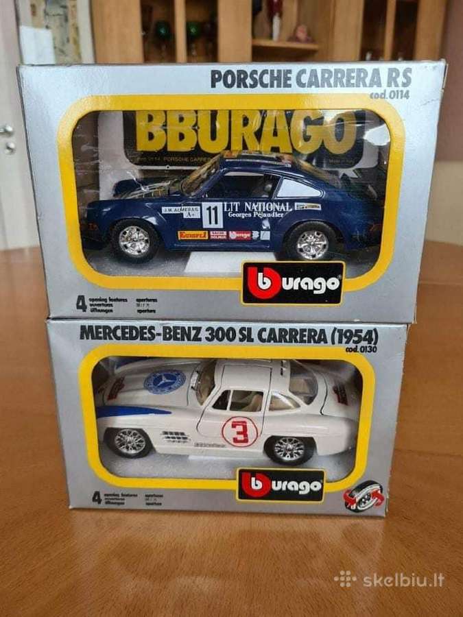 Porsche 911 carrera ir mercedes 300sl 1:24 nauji