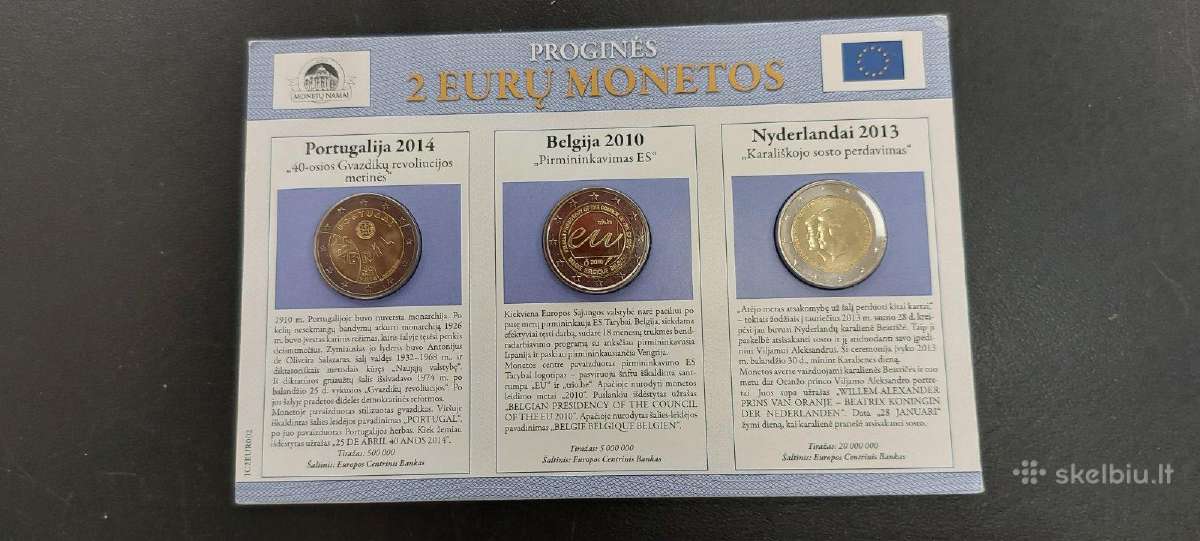 Monetų namų lankstinukas su trimis dvieuriais
