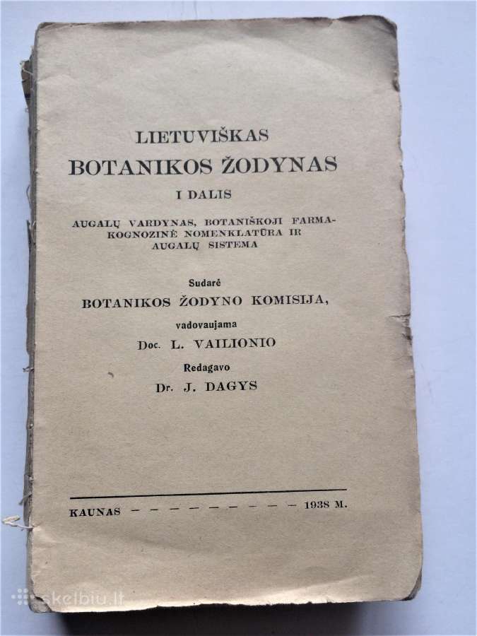 Parduodu 1938 m. Lietuvišką Botanikos Žodyną