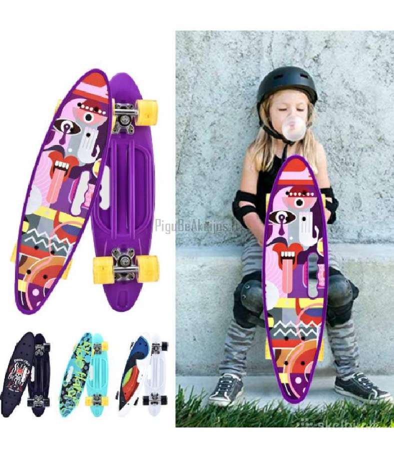 Penny Board riedlentė su rankena ir LED ratukais