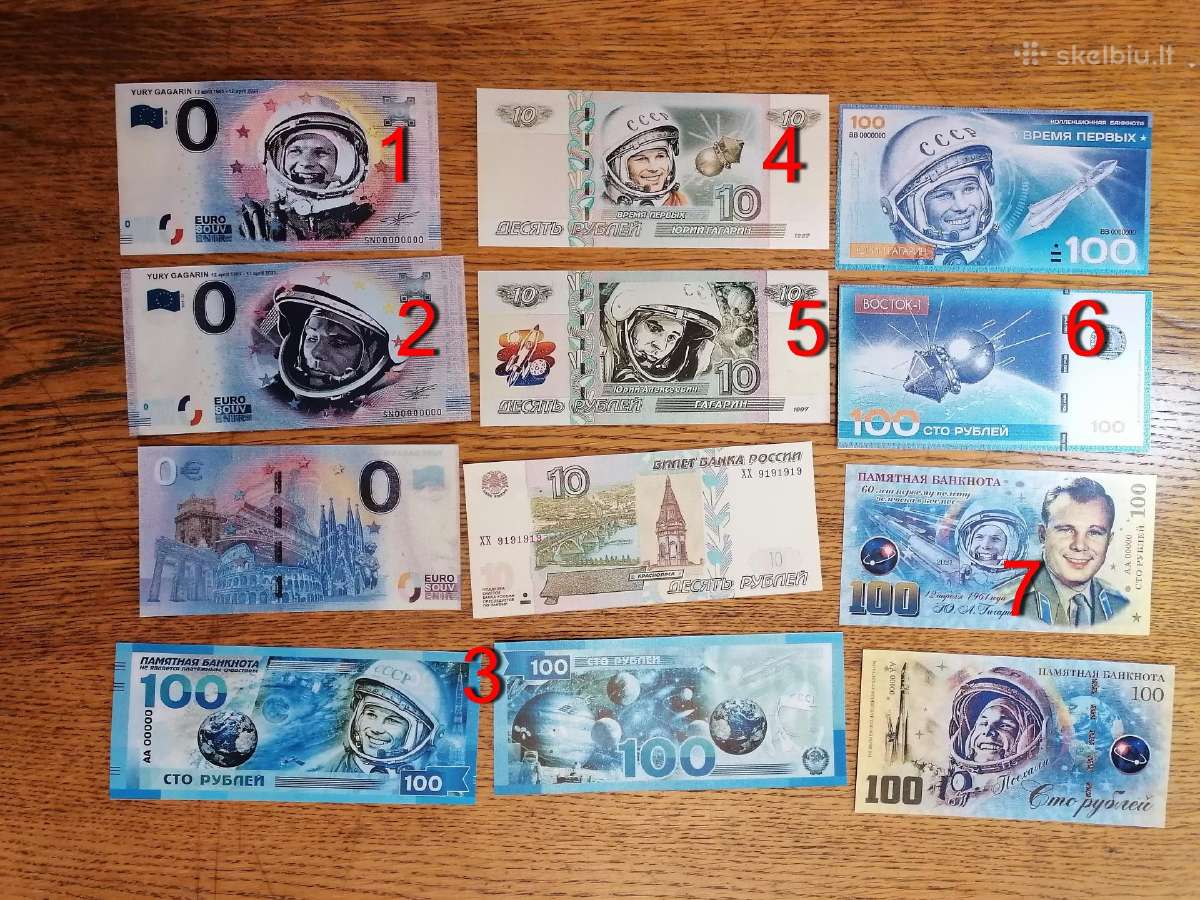 Suvenyriniai Rusijos banknotai su Gagarinu