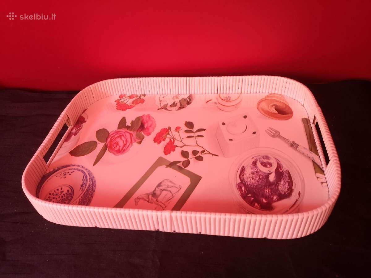 Vintažinis padėklas su rankenomis