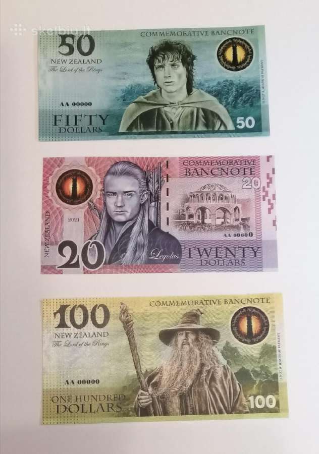 Suvenyriniai Žiedų Valdovo banknotai