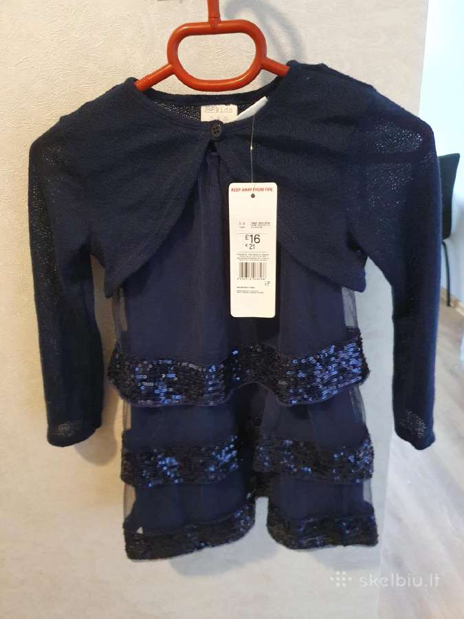 Nauja melyna sventine suknele2-3metu 98cm