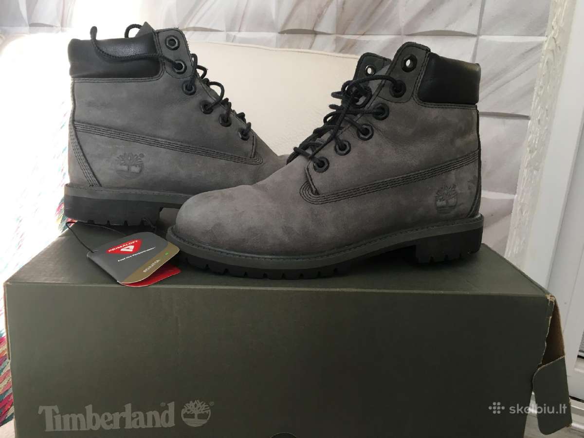 black and gray timberlands