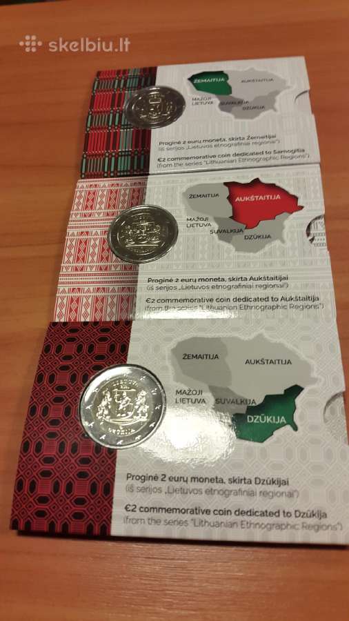 2 eur Bu kortelėse Lt( 5 vnt skirtingos) regionai.