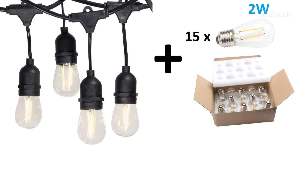 LED lauko girlianda 15m su 2w LED lemputėmis