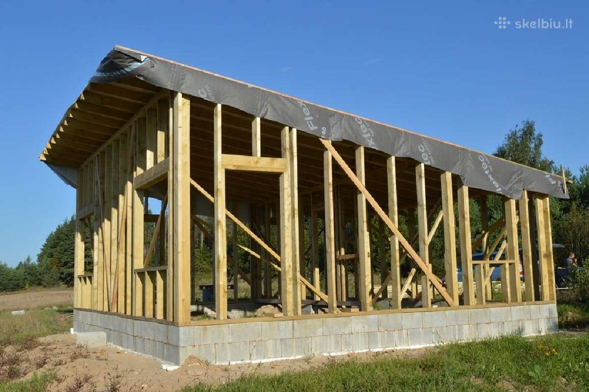 Medinių karkasinių ir Sip skydų namų statyba - nuotraukos Nr. 10