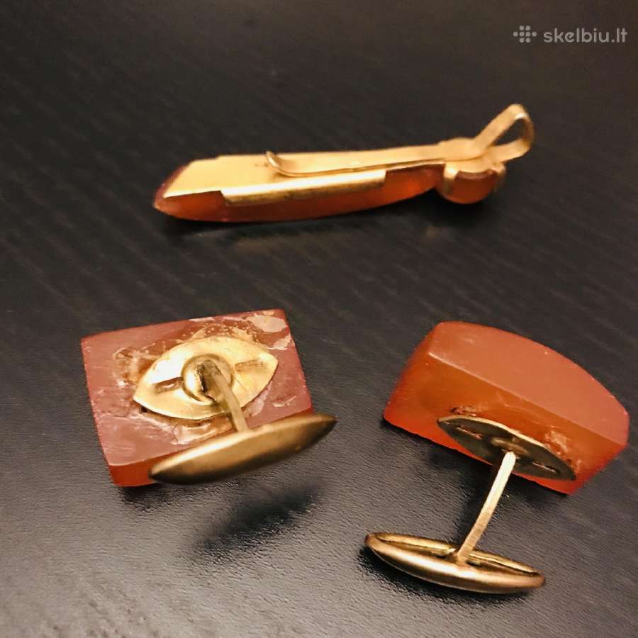 Senovinės gintaro sasagos irsegtukas kaklaraiščiui - nuotraukos Nr. 7