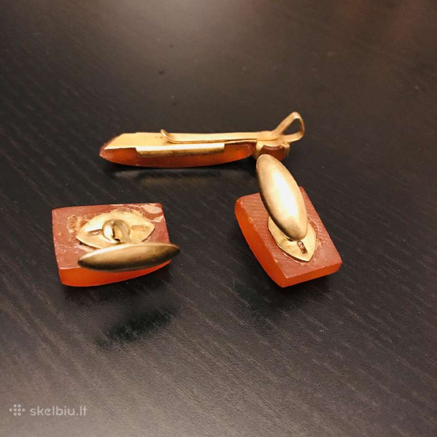 Senovinės gintaro sasagos irsegtukas kaklaraiščiui - nuotraukos Nr. 6