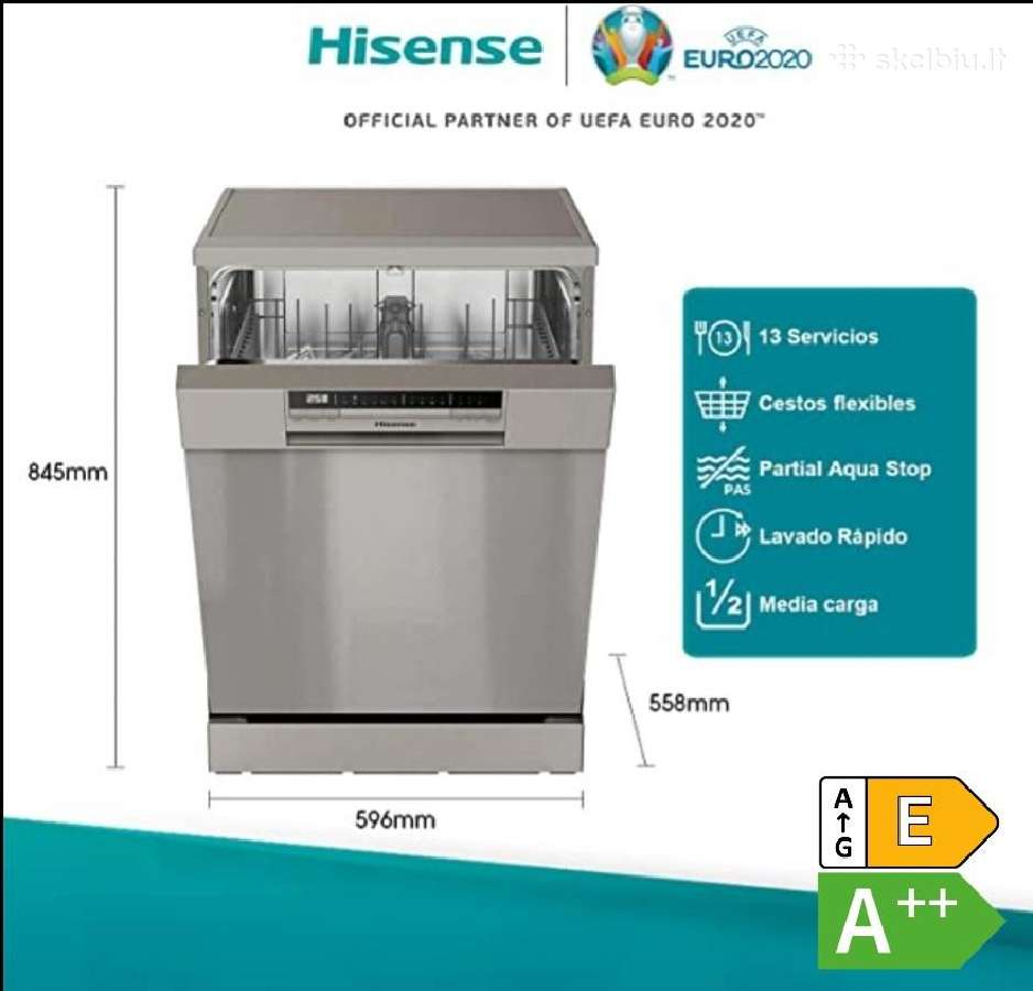 60cm laisvai pastatomos Hisense 13komplektų A++(e)