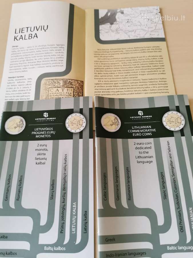 2 eu proginės monetos, skirtos kalbai lankstinukas