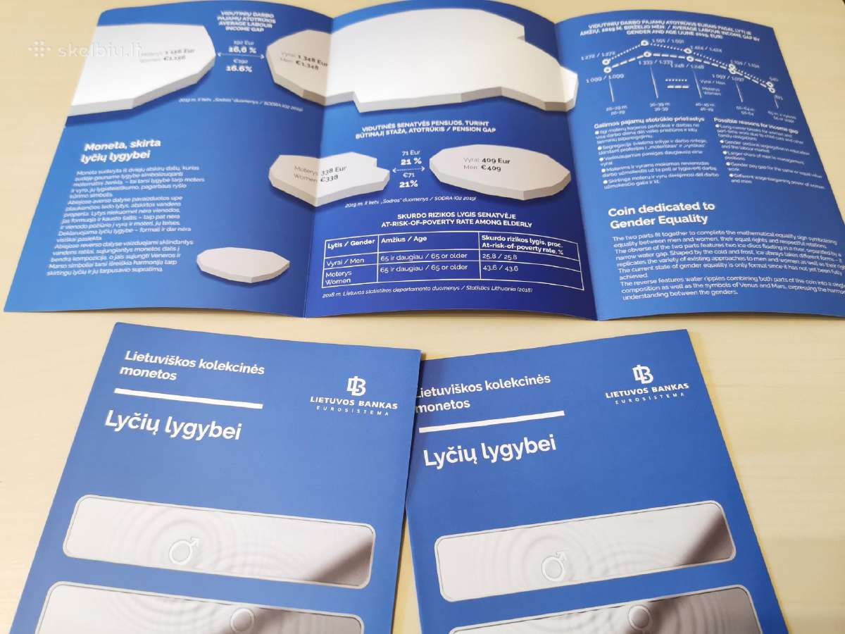 10 eurų mon, skirtos lyčių lygybei lankstinukas