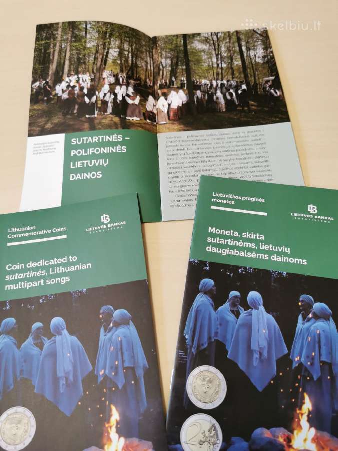 2 eurų monetos, skirtos sutartinėms lankstinukas