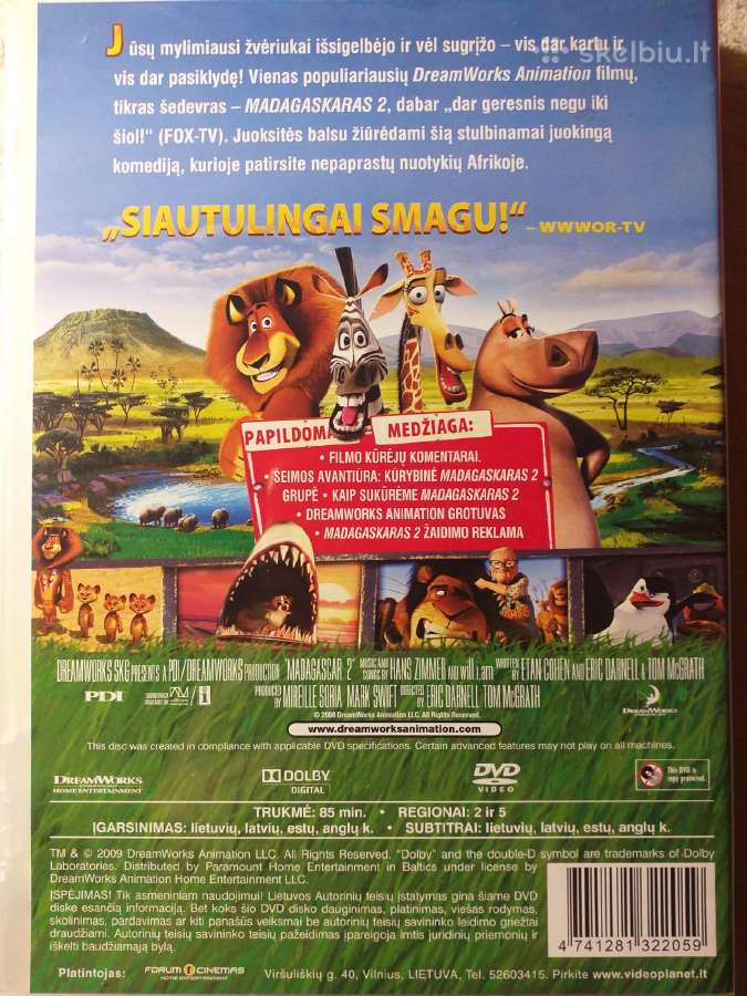 Dvd "Madagaskaras 2" (Madagascar 2) - nuotraukos Nr. 2