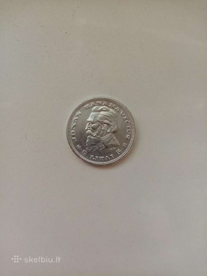 5 Litai 1936 m. Gero Stovio. Sidabras. Originalas.