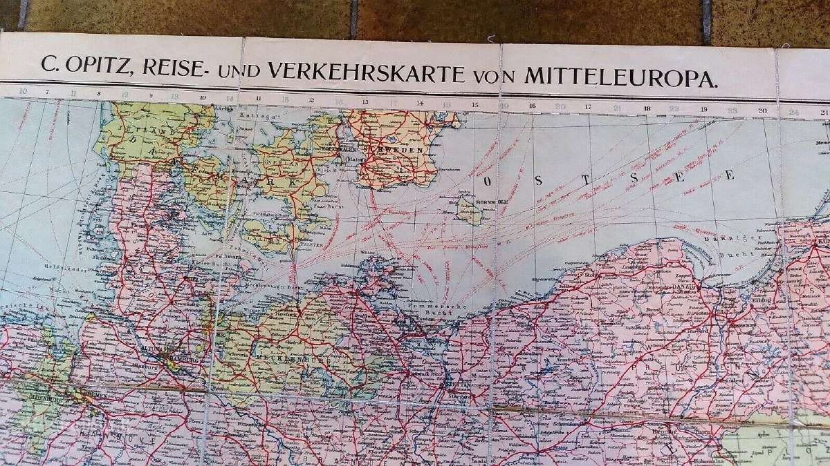 1910 m. Europos kelių žemėlapis - nuotraukos Nr. 2