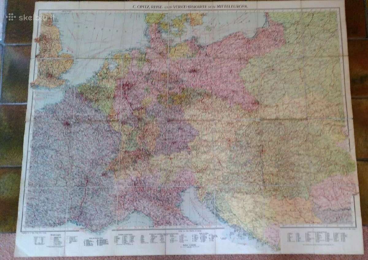 1910 m. Europos kelių žemėlapis