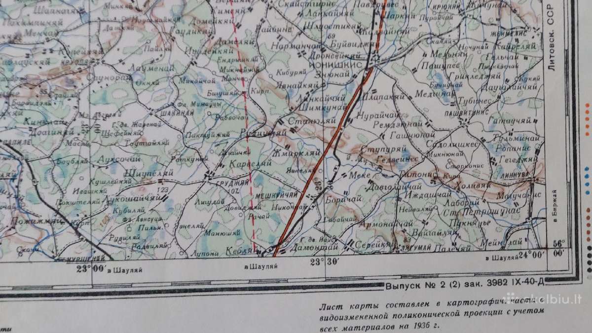 1940 m. Lietuvos žemėlapis - nuotraukos Nr. 11