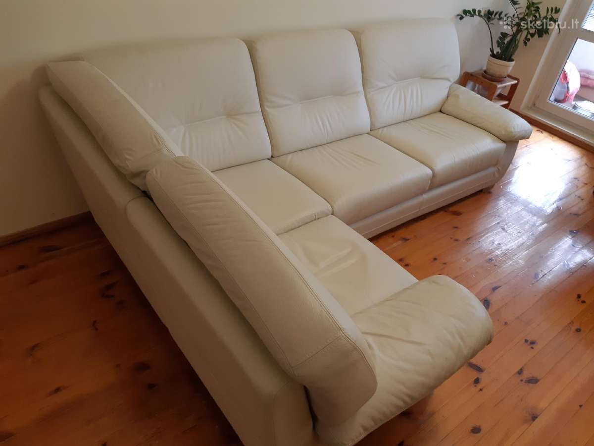 Natūralios odos kampinė sofa - nuotraukos Nr. 2