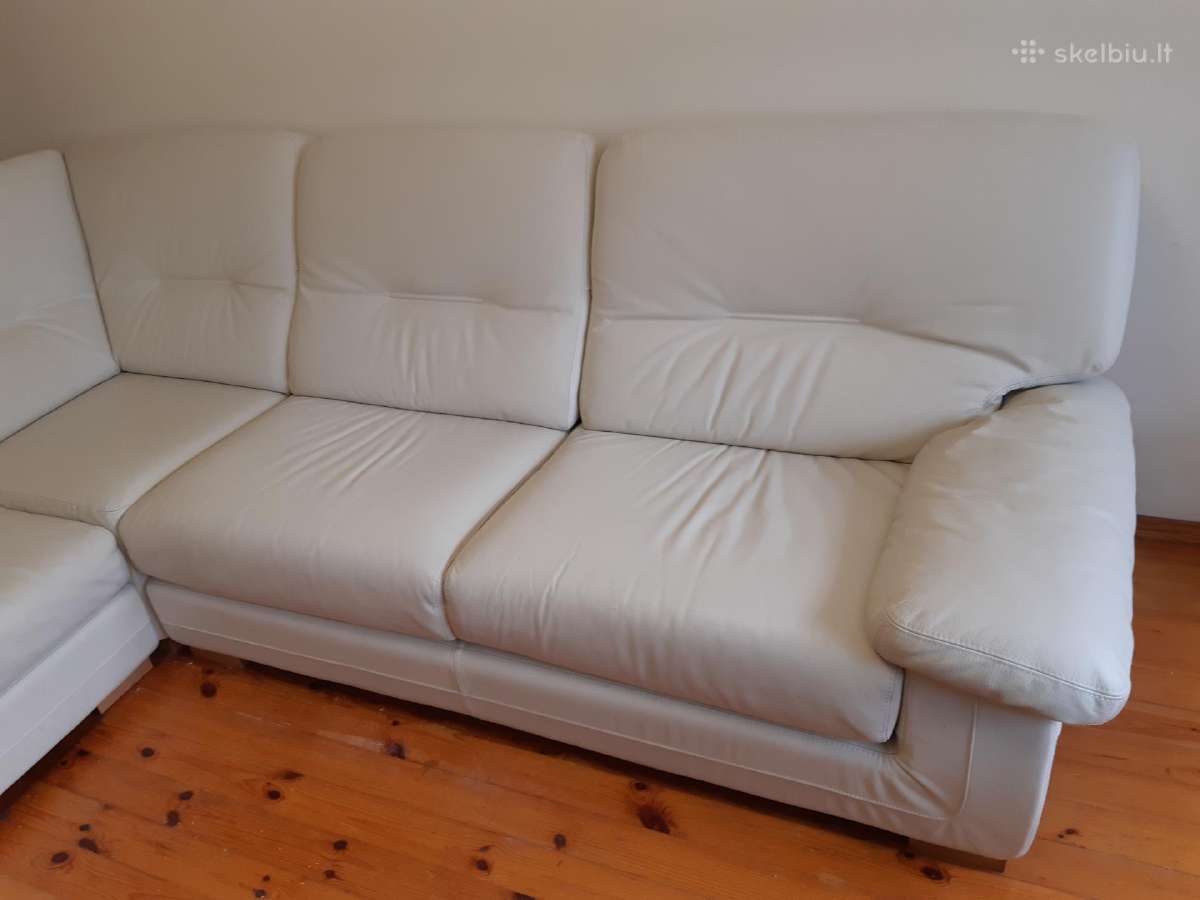 Natūralios odos kampinė sofa - nuotraukos Nr. 4