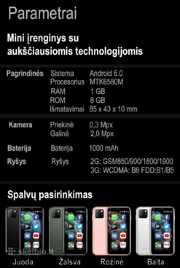 Išmanusis mini telefonas Soyes Xs11 - nuotraukos Nr. 22