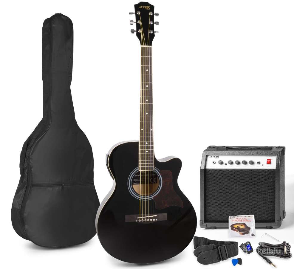 Max Showkit Elektro-akustinė gitara juoda - rinkin
