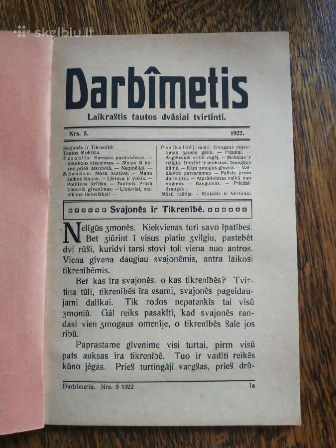 1922 m. Tilžėje išleistas laikraštis "Darbimetis" - nuotraukos Nr. 2