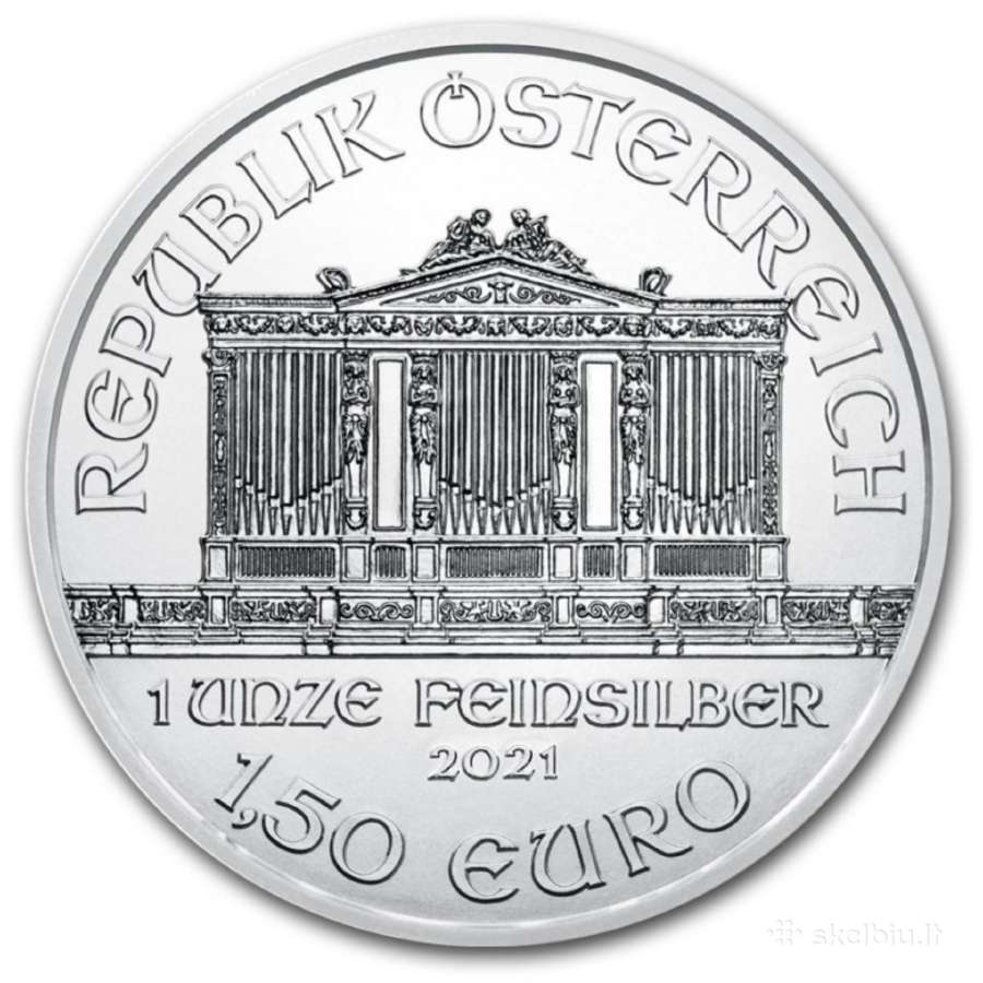 Sidabrinė moneta Philharmoniker, Austrija 2021 - nuotraukos Nr. 2
