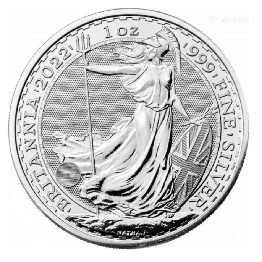 1 oz sidabrinė moneta Britannia, D. Britanija 2021