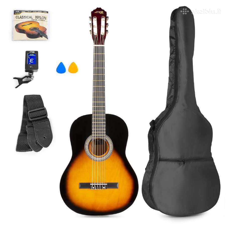 Max Soloart klasikinė gitara sunburst - rinkinys