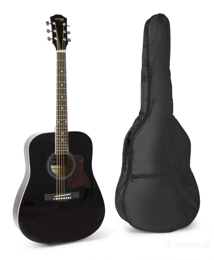 Max Solojam akustinė gitara juoda - rinkinys - nuotraukos Nr. 2