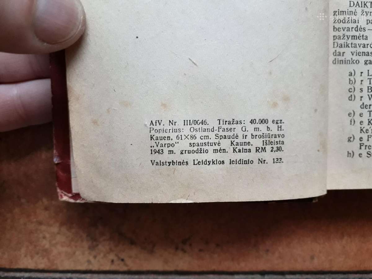 Paškevičius "Lietuviškai vokiškas žodynėlis" 1943m - nuotraukos Nr. 3