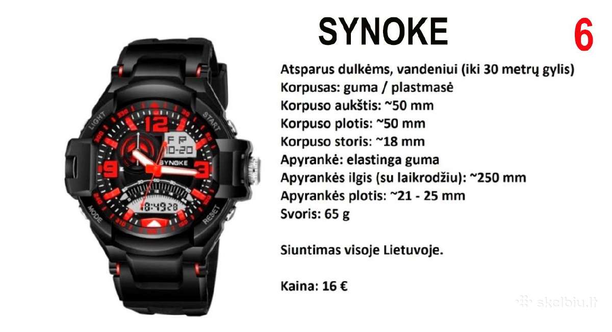 Laikrodis Sanda, Synoke (atsparūs vandeniui) - nuotraukos Nr. 6