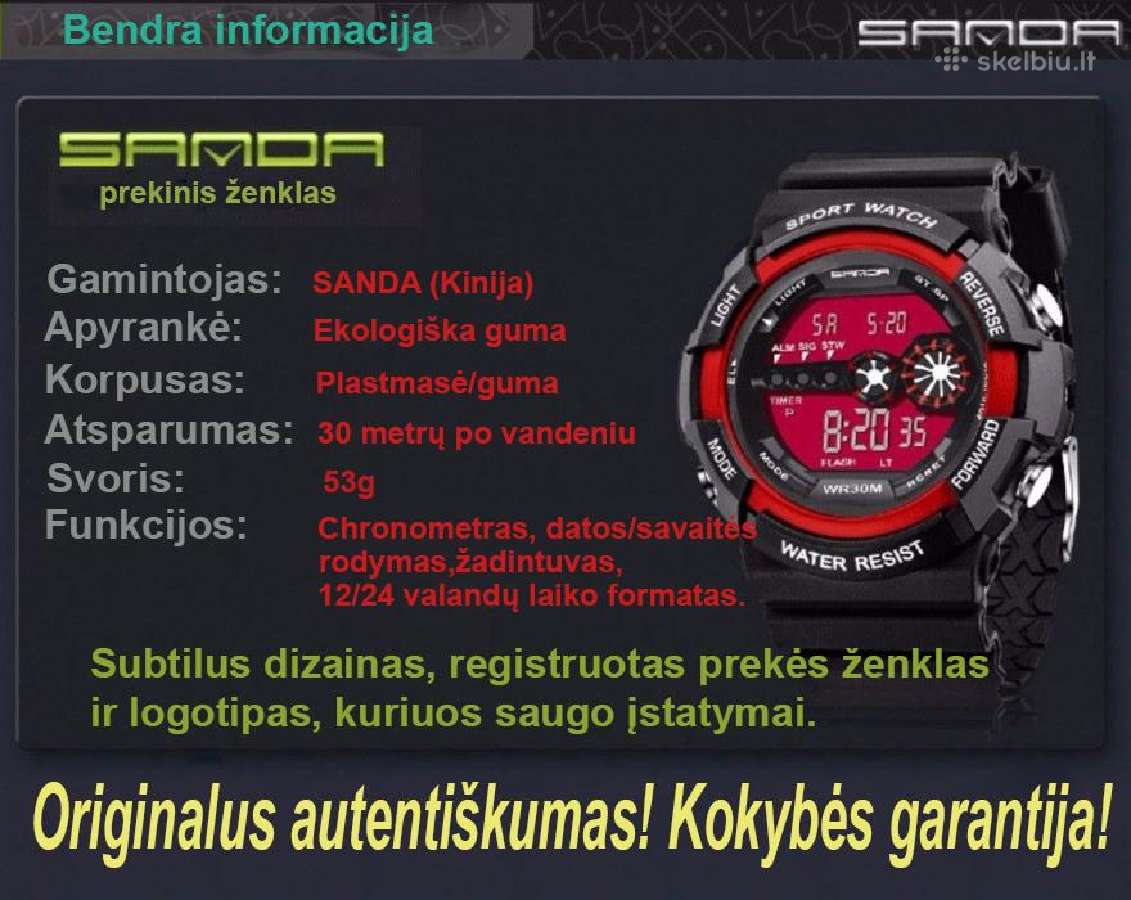 Laikrodis Sanda, Synoke (atsparūs vandeniui) - nuotraukos Nr. 11