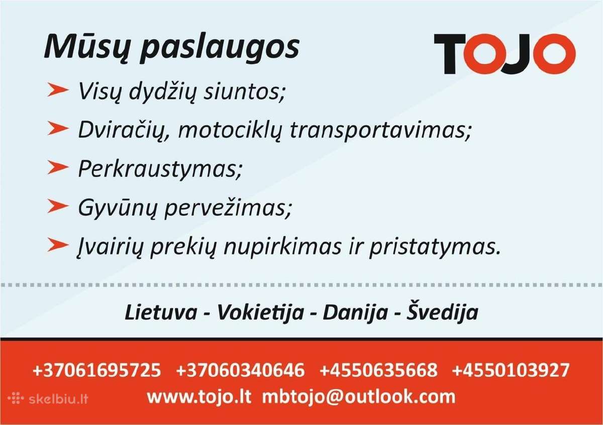 Lietuva - Danija - Lietuva. Kroviniai, siuntos.