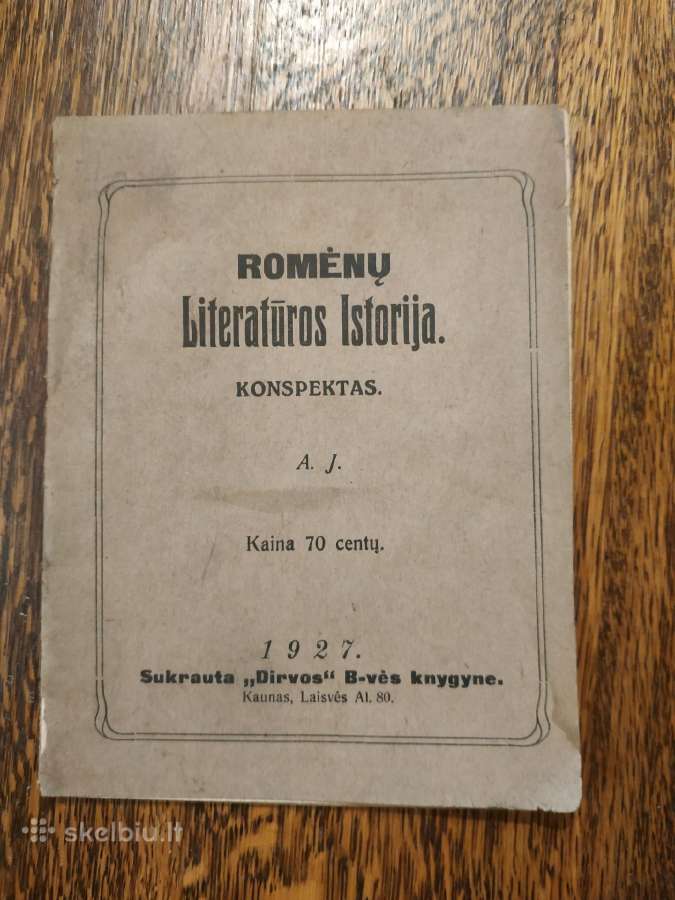 1927 m. Romėnų literatūros istorija