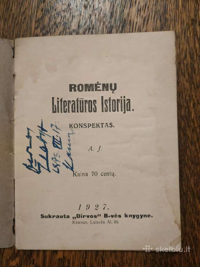 1927 m. Romėnų literatūros istorija - nuotraukos Nr. 2