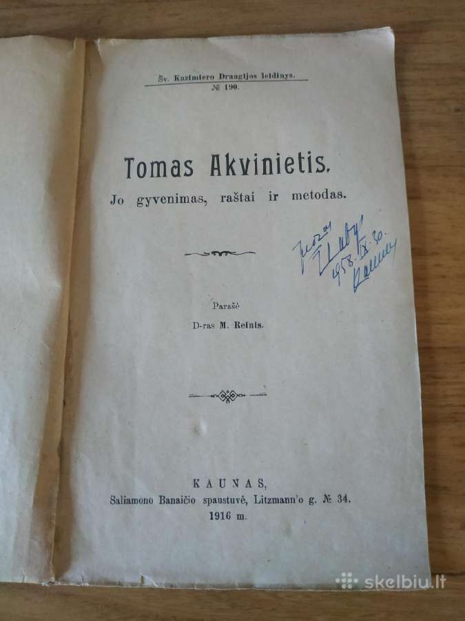 1916 m. Tomas Akvinietis jo gyvenimas, raštai - nuotraukos Nr. 2