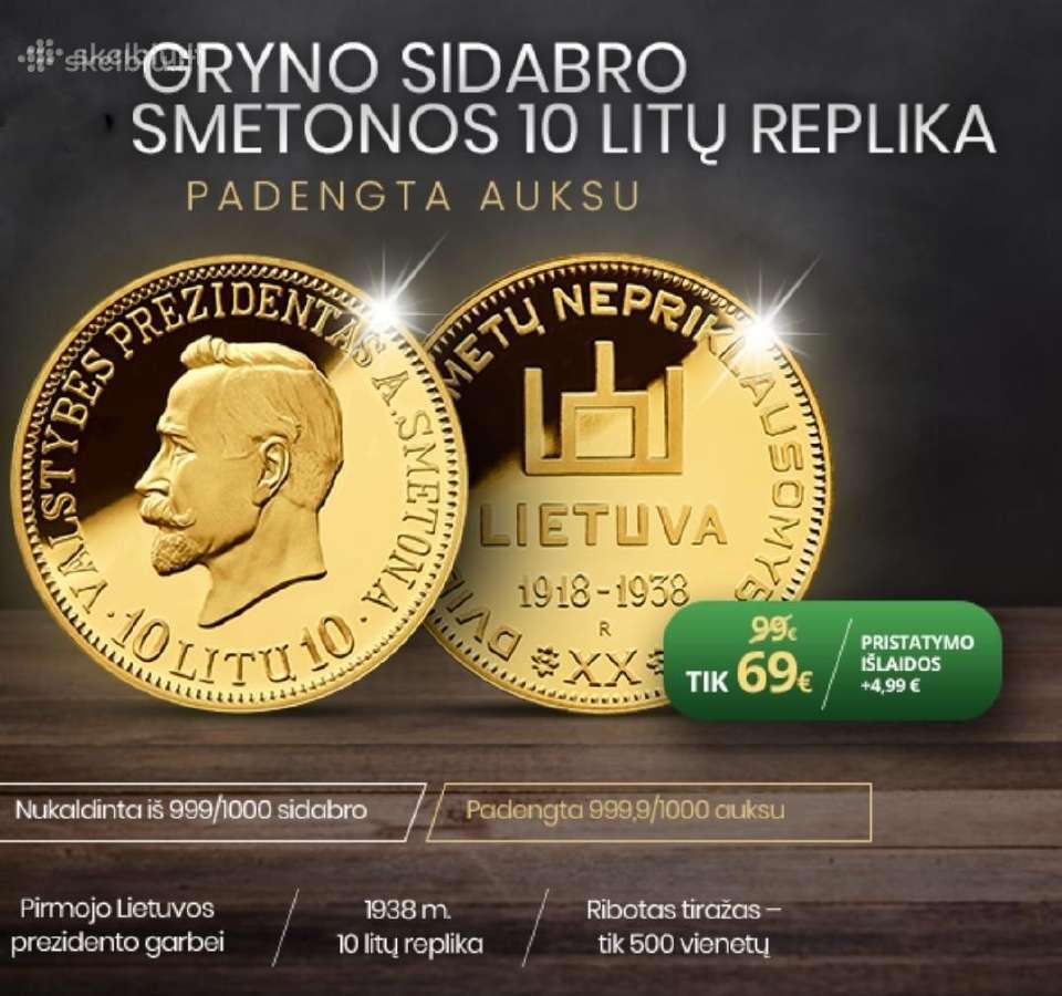 Pirksiu Antano Smetonos 10 litų replika - nuotraukos Nr. 2