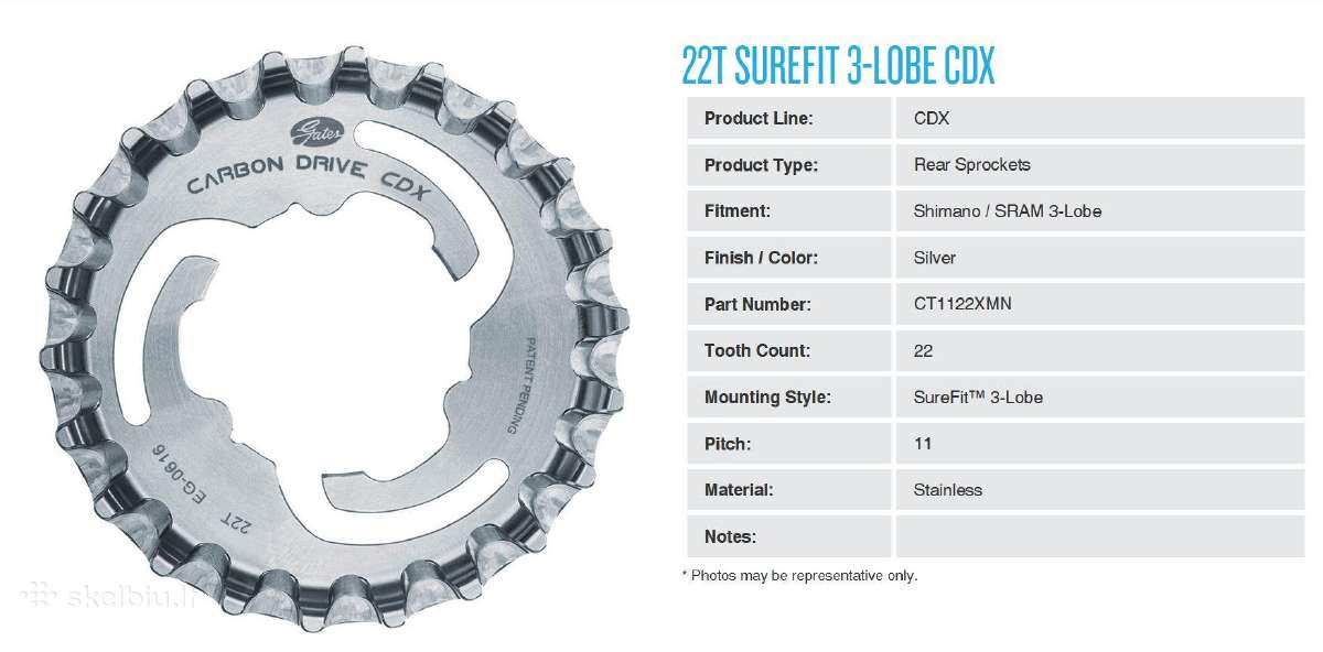 Gates Carbon Drive Cdx priekinė/galinė žvaigždutės - nuotraukos Nr. 8