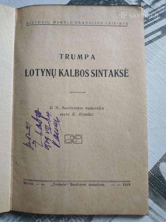 1919 m. Trumpa lotynų kalbos sintaksė - nuotraukos Nr. 2