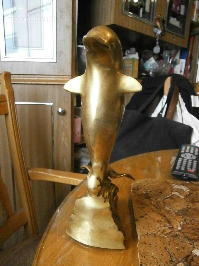 Žalvarinė delfino skulptūra 23cm ,tuščiavidurė - nuotraukos Nr. 2