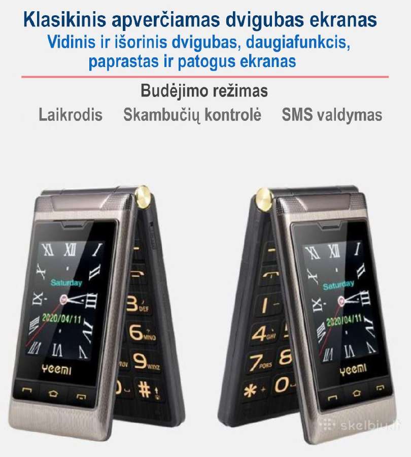 Telefonas Yeemi atverčiamas, su laikrodžiu - nuotraukos Nr. 15