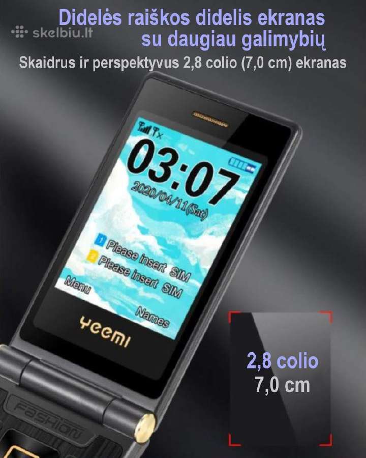 Telefonas Yeemi atverčiamas, su laikrodžiu - nuotraukos Nr. 16