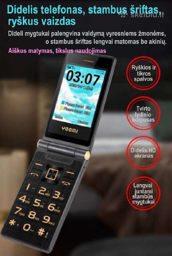 Telefonas Yeemi atverčiamas, su laikrodžiu - nuotraukos Nr. 18