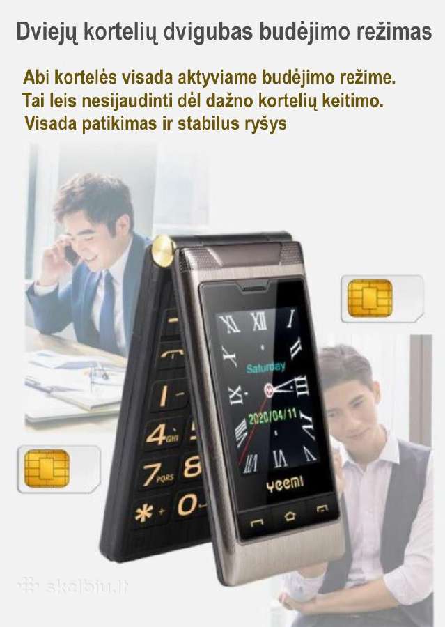 Telefonas Yeemi atverčiamas, su laikrodžiu - nuotraukos Nr. 26
