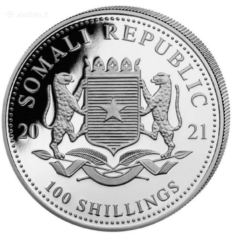 1 oz sidabrinė moneta Dramblys, Somalis 2021 - nuotraukos Nr. 2