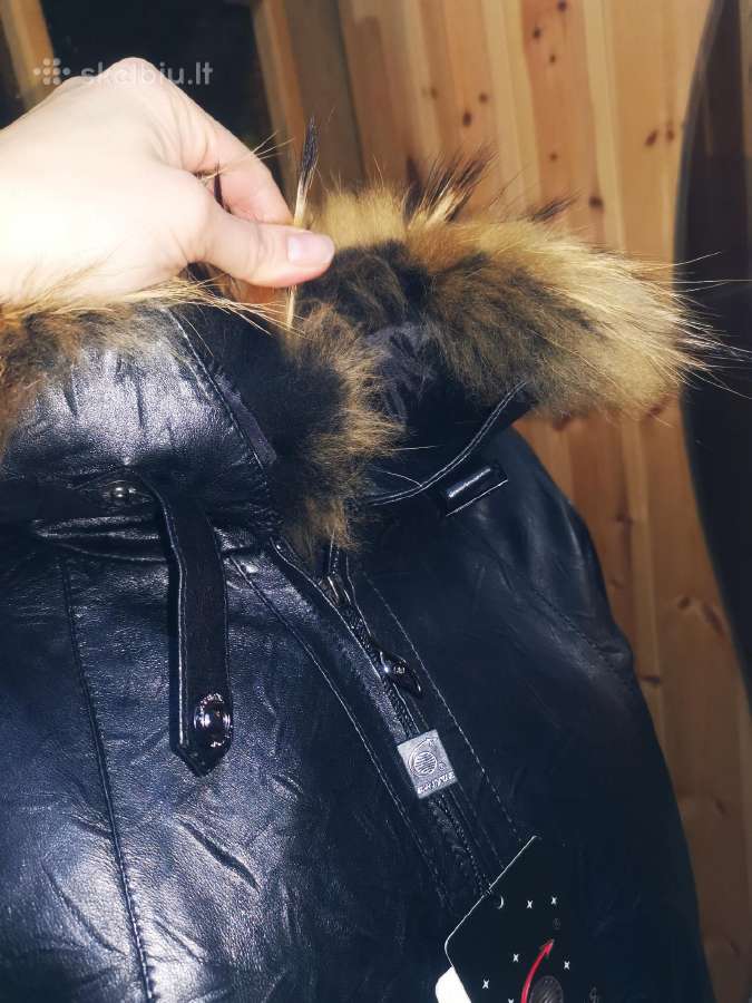 Natūralios odos striukės su janoto/lapės kailiu - nuotraukos Nr. 4